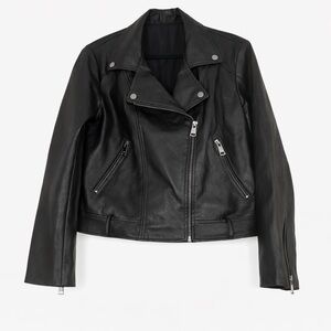 Elodie Black Faux Leather Moto Jacket – Women’s Large – Asymmetrical Zip